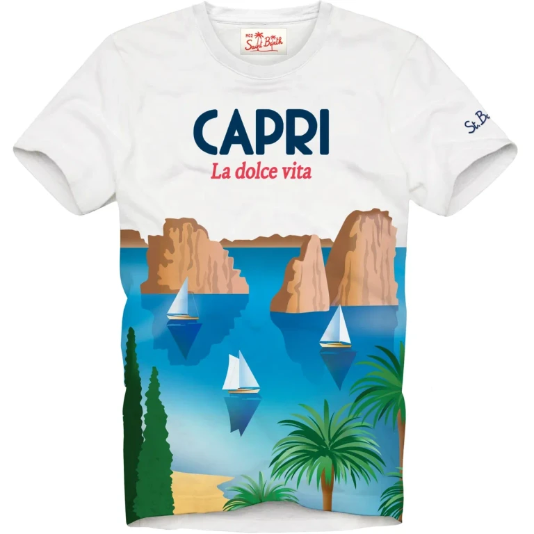 MC2 Saint Barth T-shirt With Capri Postcard Print