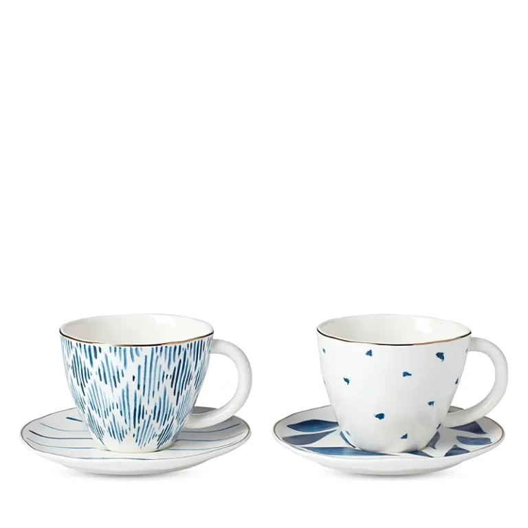 Lenox Blue Bay 4 Piece Teacup & Saucer Set