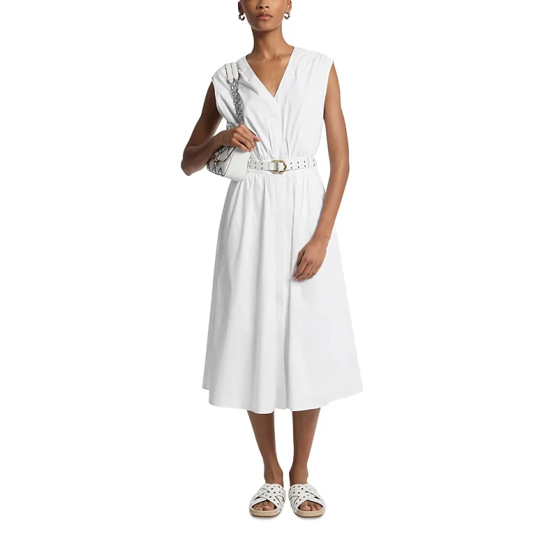 Michael Michael Kors Poplin Belted Midi Dress