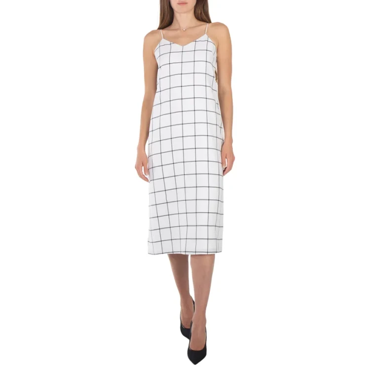 Tibi Twill Windowpane Slip Dress
