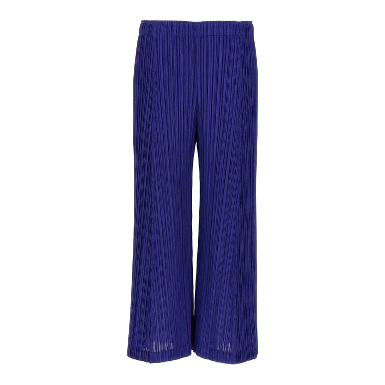 Pleats Please Issey Miyake Pantalons Décontractés - Bleu