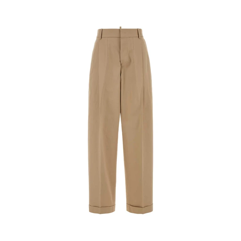 Dsquared2 Beige Gabardine Pant Deserttan Exterior: Cotton Pantaloni - Women