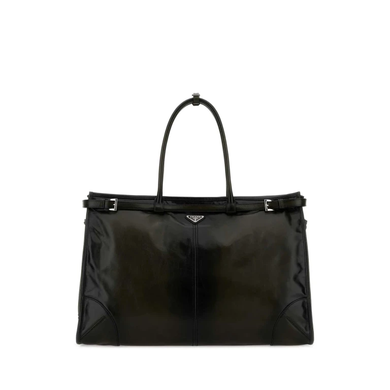 Dark Green Leather Prada Bonnie Shopping Bag Militare N Borse A Mano - Men