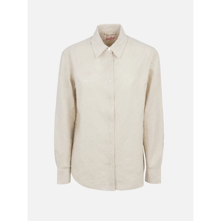 Mc2 Saint Barth Meredith Sangallo Cotton Shirt White - Women