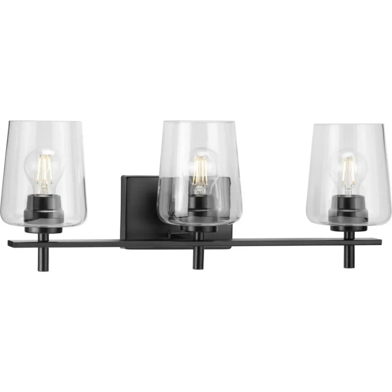 Matte Black Three Light Bath Bracket from the Calais Collection