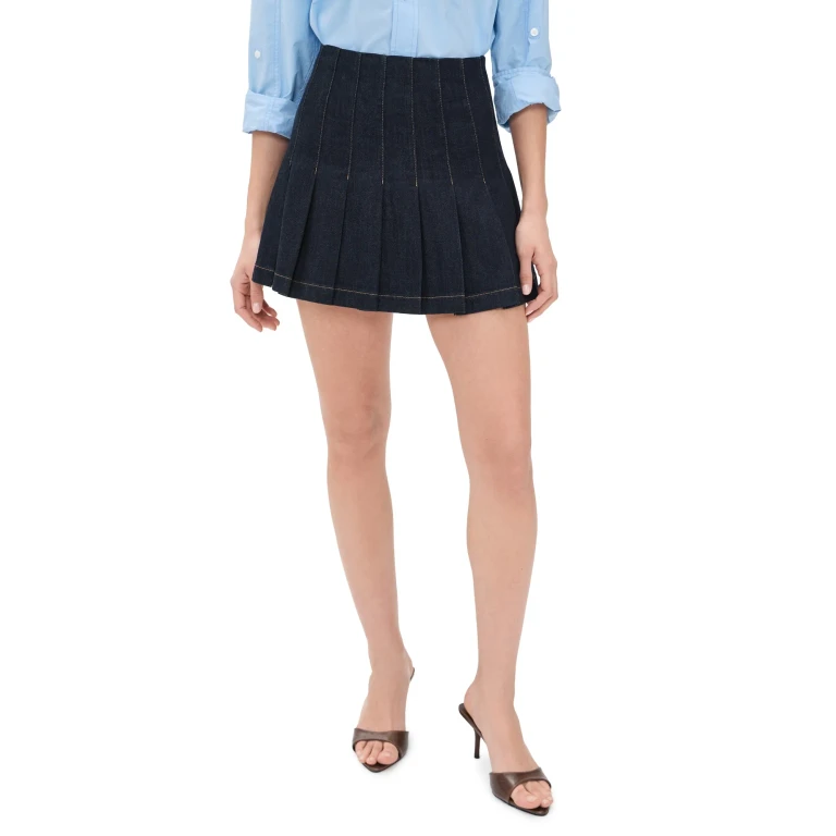 ALICE + OLIVIA Carter Denim Skirt Dark Rinse 26