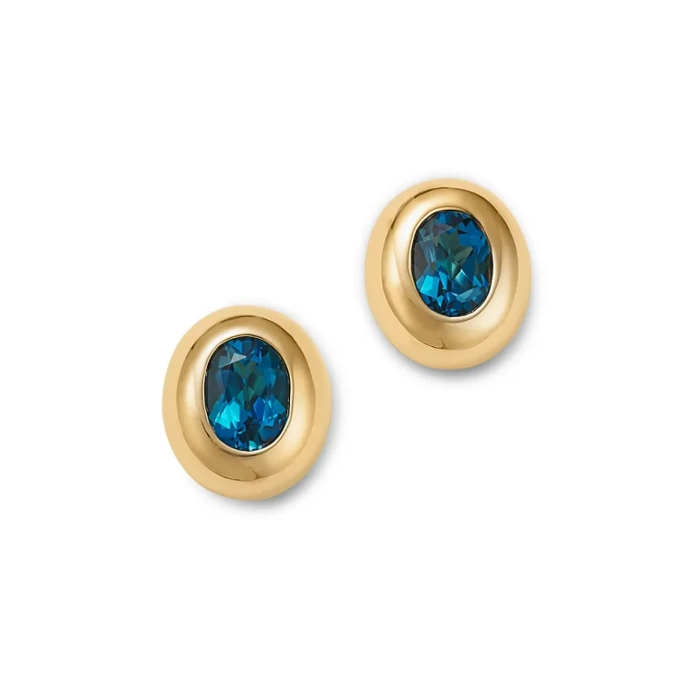 Topaz Oval Stud Earrings in 14K Yellow Gold
