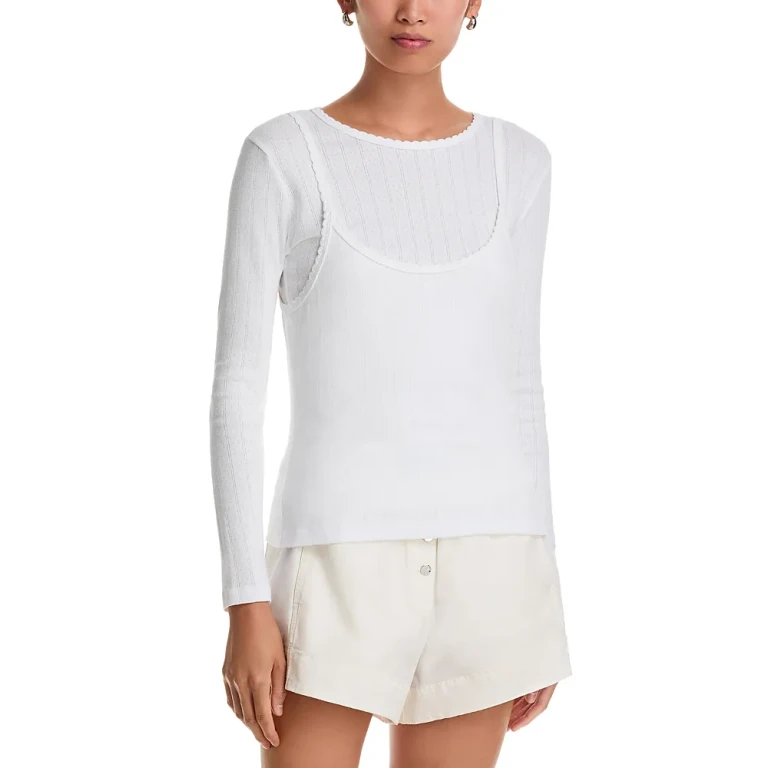 Leset Pointelle Layered Top