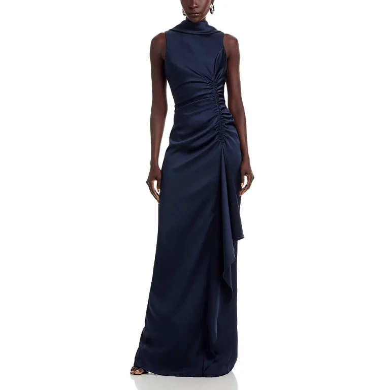 Teri Jon by Rickie Freeman Charmeuse Roll Collar Gown