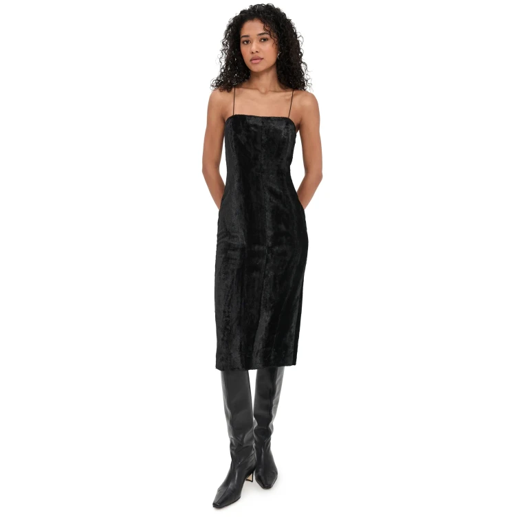 Helmut Lang Faux Ponyhair Midi Dress Black 8