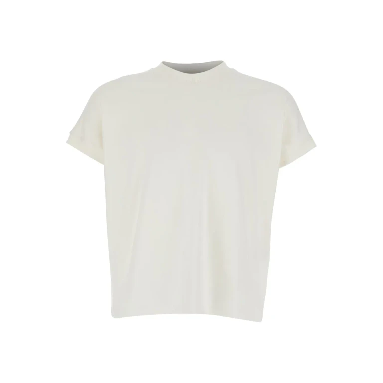 Versace vintage White T-shirt With Round Stand-up Collar And Logo Lettering With Medusa On The Back In Cotton For Men