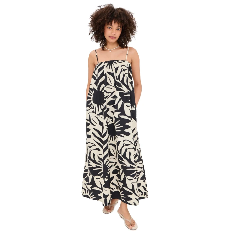 Faherty Coastal Poplin Kaua Dress Garden Sonata S