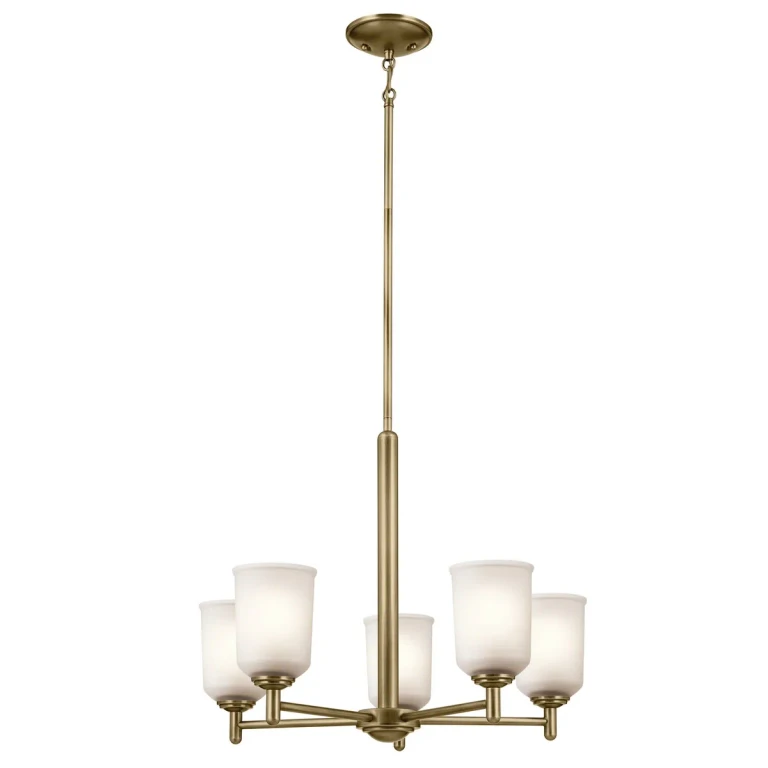 Natural Brass Five Light Chandelier from the Shailene Collection