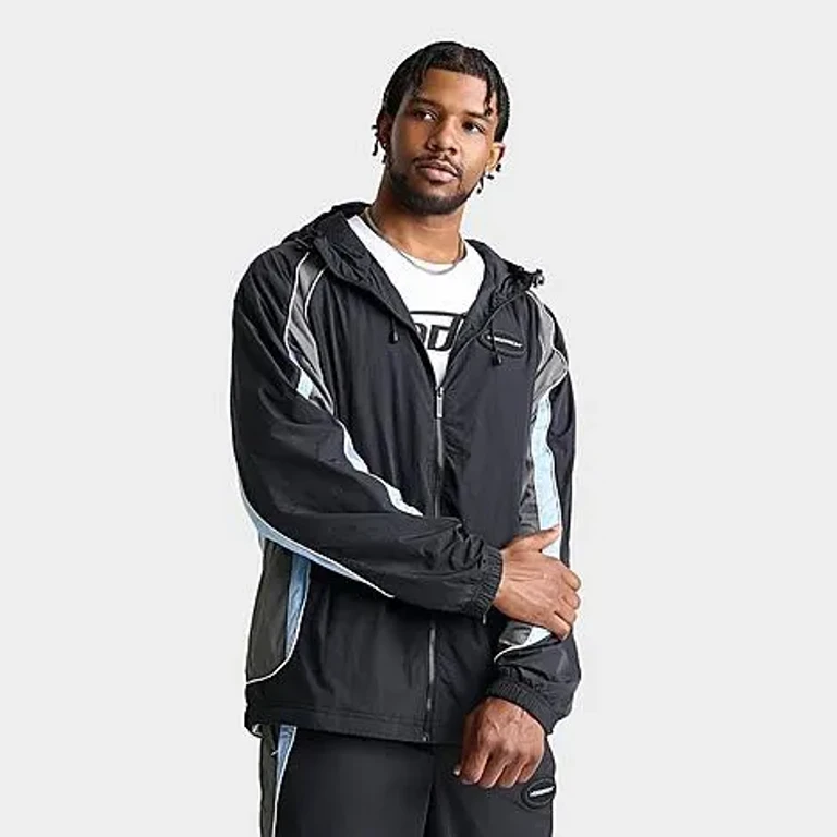 Hoodrich Men's Ryder V2 Woven Jacket in Black/Clear Sky Size: Small