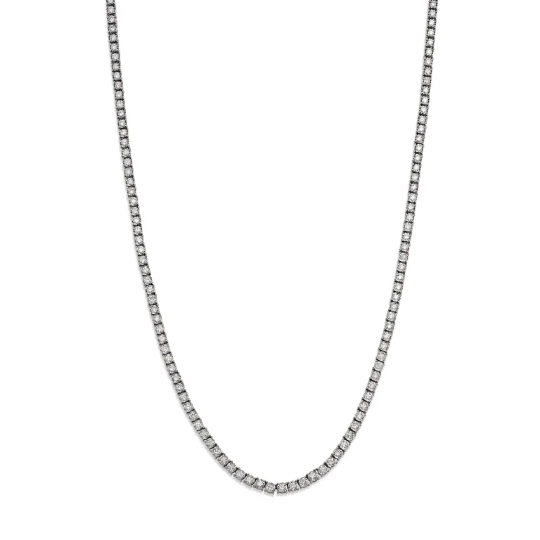 Diamond Tennis Necklace in 14K White Gold, 5.0 tcw