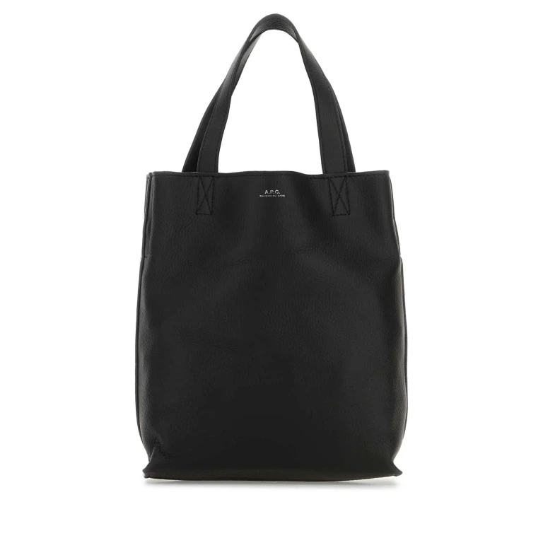 A. P.C. Black Leather Small Maiko Shopping Bag