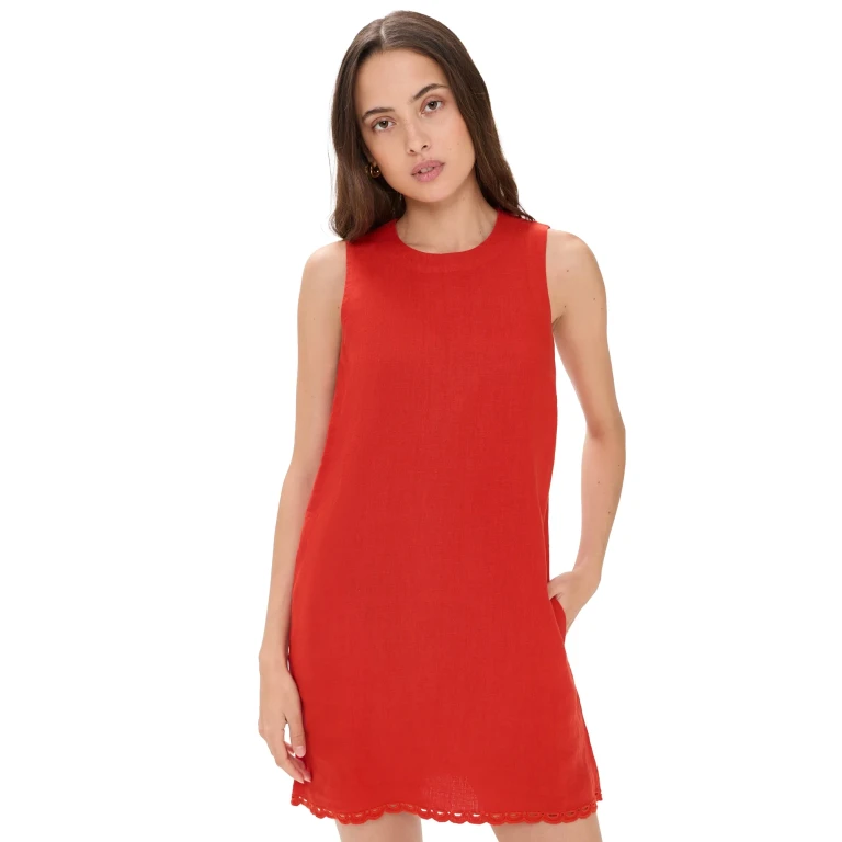 Madewell Embroidered Mini Shift Dress Wild Poppy XXS