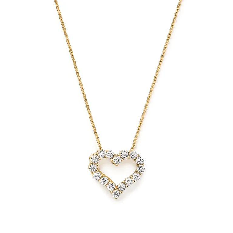 Diamond Heart Pendant Necklace in 14K Yellow Gold, .25 tcw