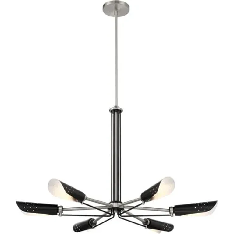 George Kovacs Turbine 6-Light Chandelier in Coal with Brushed Nickel