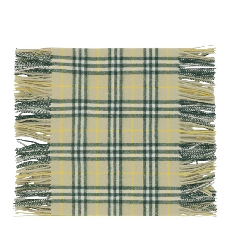 Burberry Vintage Check Fringed Cashmere Scarf