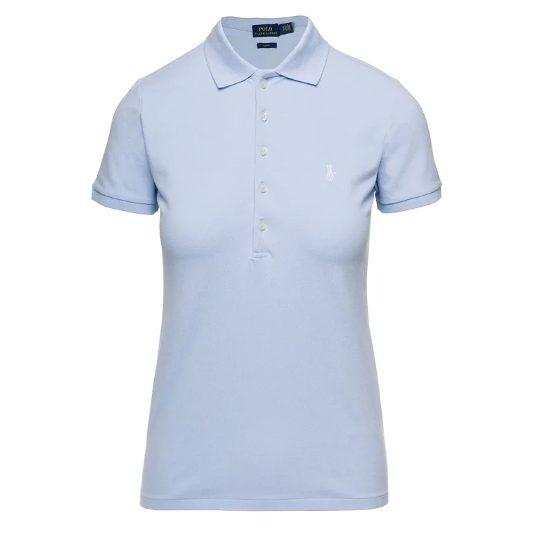 Polo Ralph Lauren julie Light Blue Polo With Classic Collar And Pony Embroidery On The Front In Stretch Cotton Woman