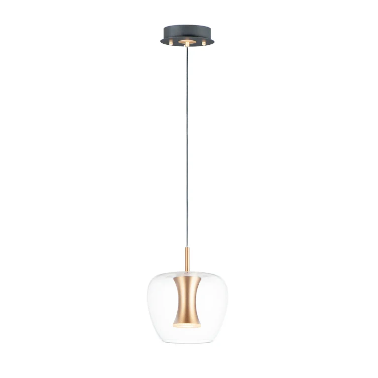 Newton 1-Light LED Pendant in Black with Gold