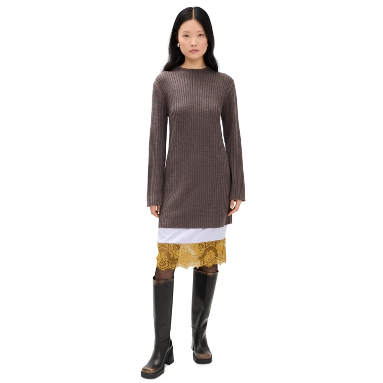 STAUD Willow Sweater Dress Truffle L
