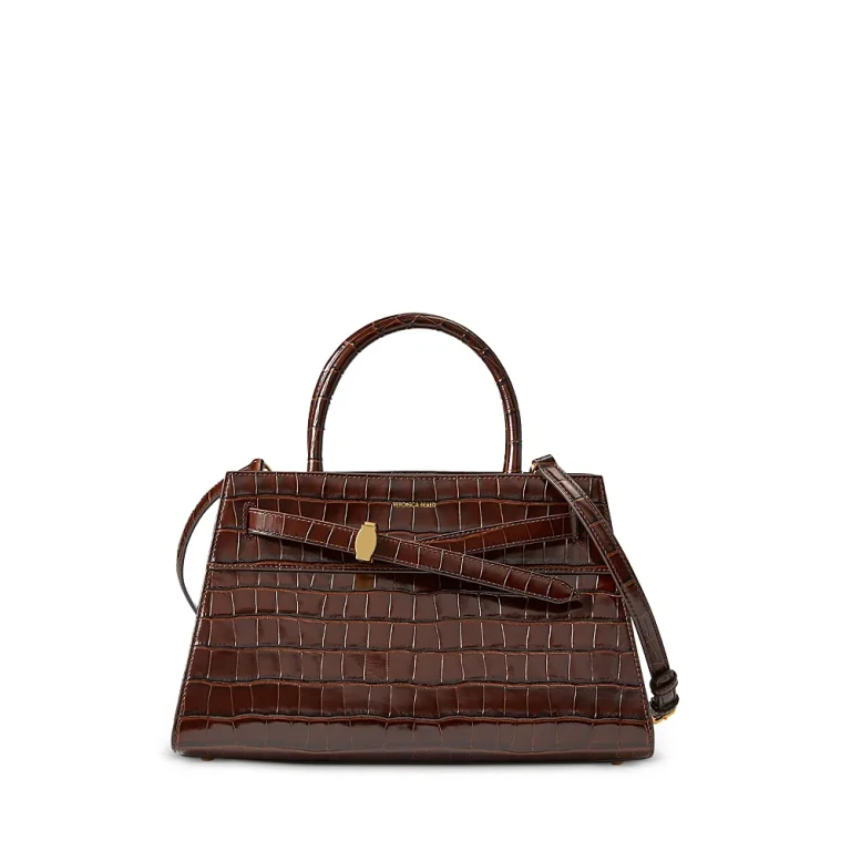 Veronica Beard Dash Croc Embossed Leather Satchel