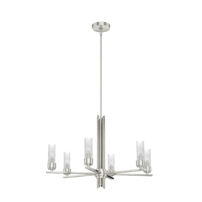 Brushed Nickel Six Light Chandelier from the Gatz Collection