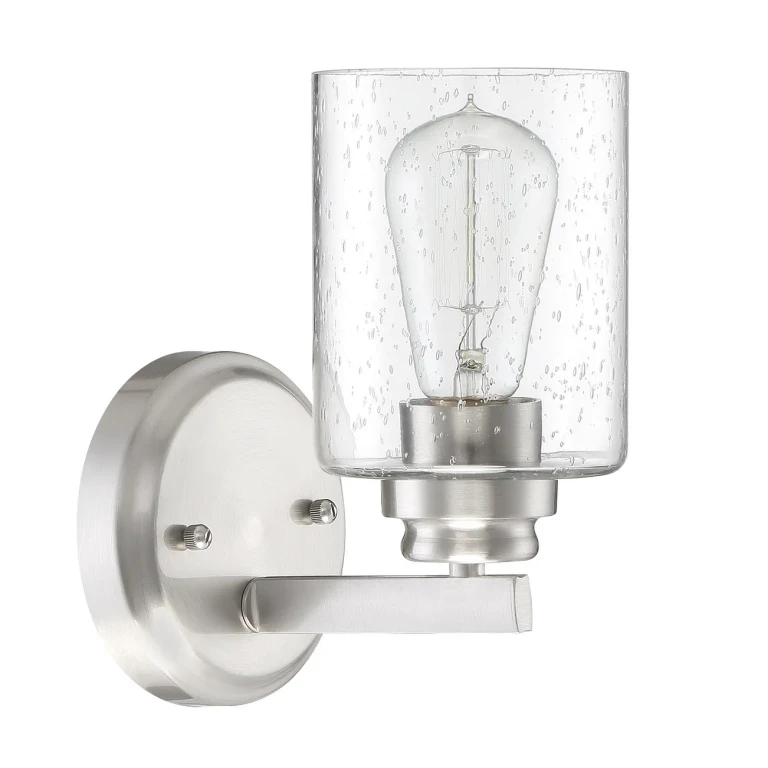 Brushed Polished Nickel One Light Wall Sconce from the Bolden Collection