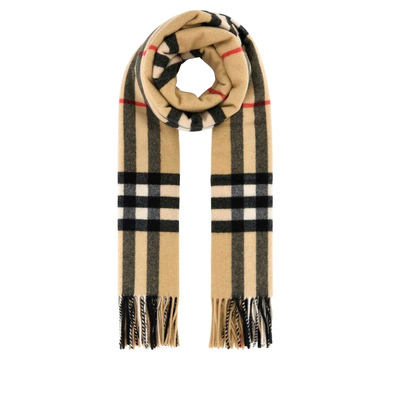 Burberry Embroidered Cashmere Scarf Sandpeat Sciarpe E Foulard - Unisex