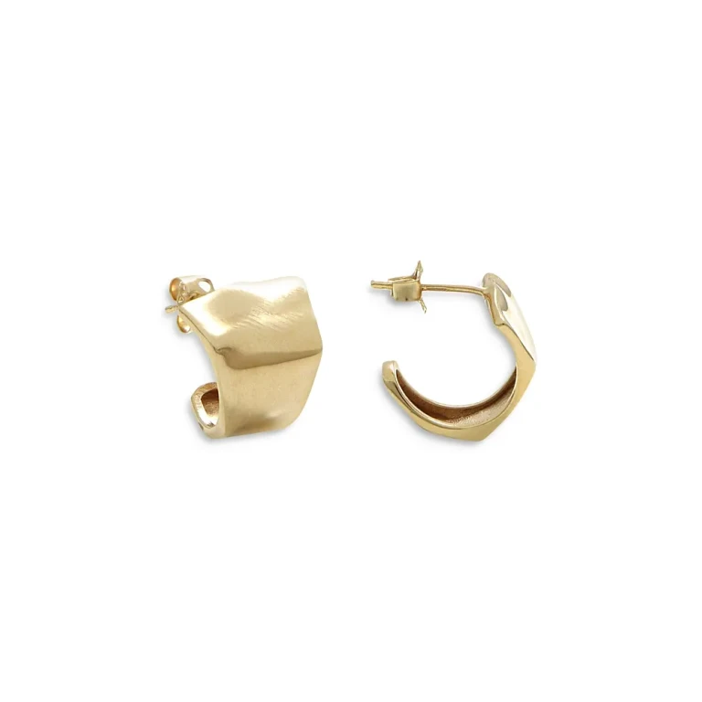 14K Yellow Gold Wave Hoop Earrings