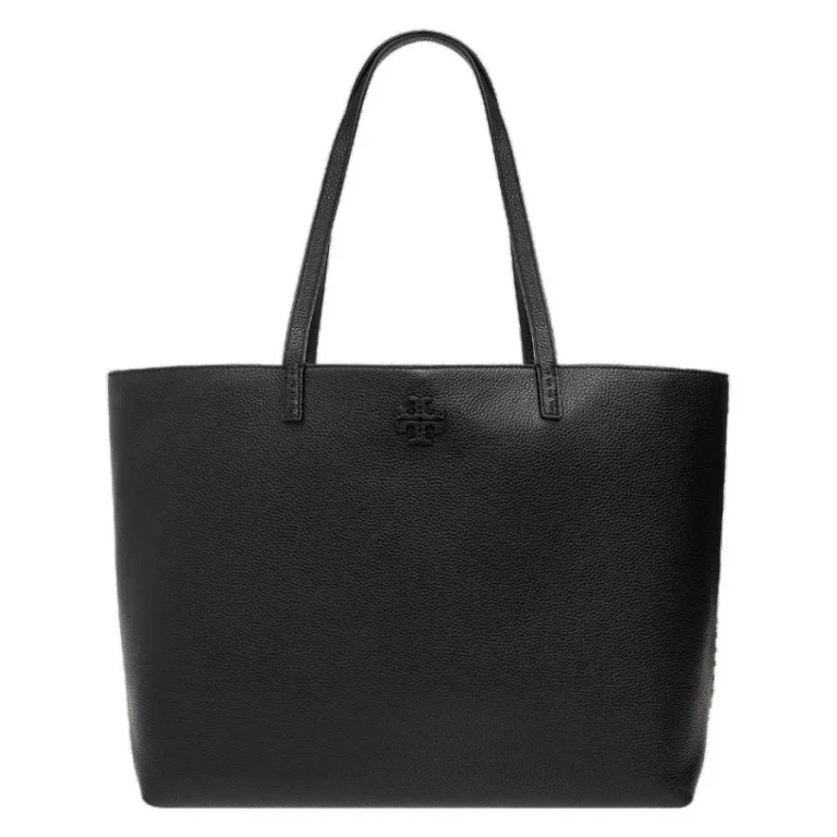 Tory Burch Black McGraw Pebbled Leather Tote Bag