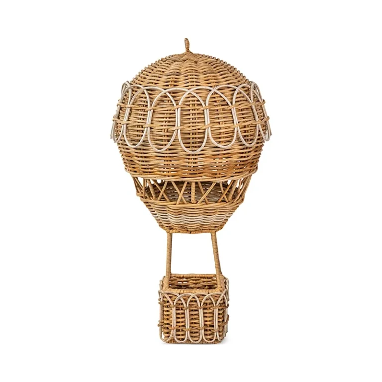 Juliska Provence Rattan Whitewash Medium Hot Air Balloon Basket