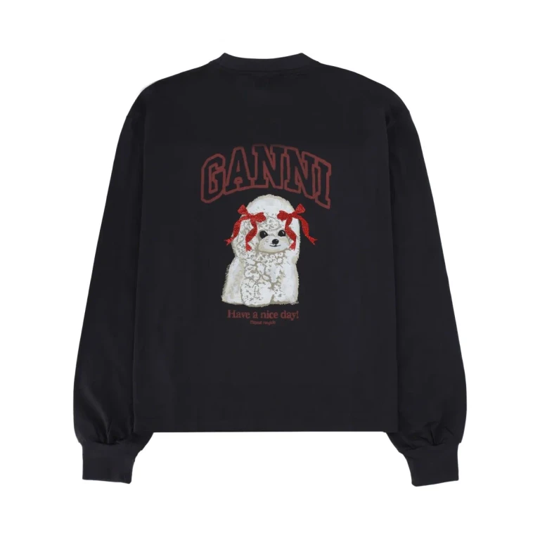 Ganni Pull Col Rond - Noir