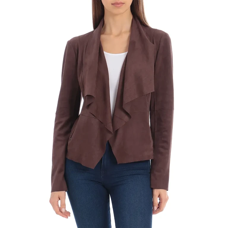 Bagatelle Faux-Suede Drape-Front Jacket