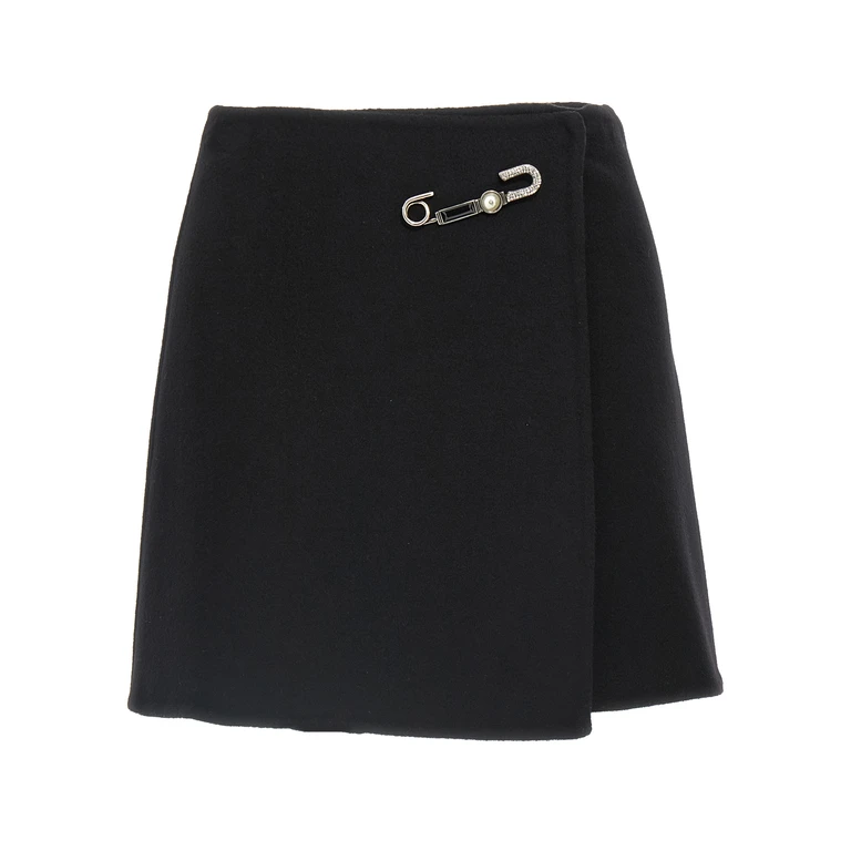 Black Virgin Wool Long Skirt - Women