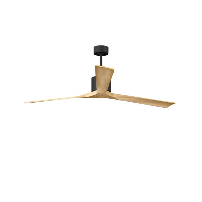 Nan XL 6-Speed DC 72 Ceiling Fan in Matte Black with Light Maple Tone blades