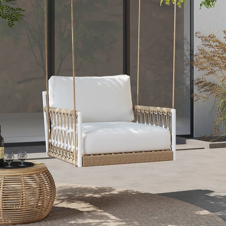 Ropipe Outdoor Aluminum & Rope Weave 2-Seater Swing Sofa in White