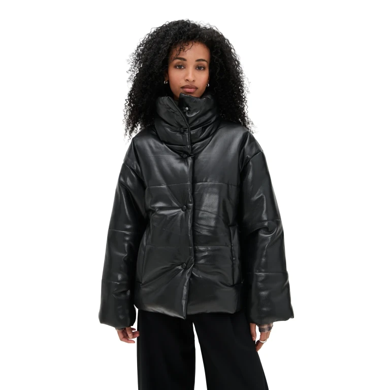 Nanushka Hide Faux Leather Puffer Coat Black XXS