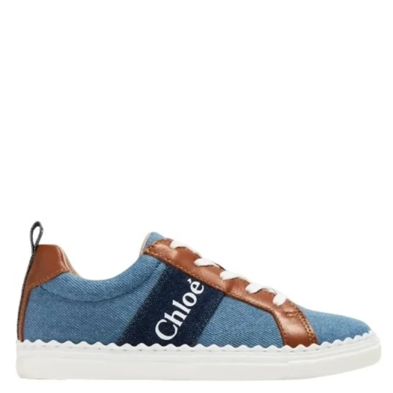 Chloe Kids Denim Logo Lauren Sneakers