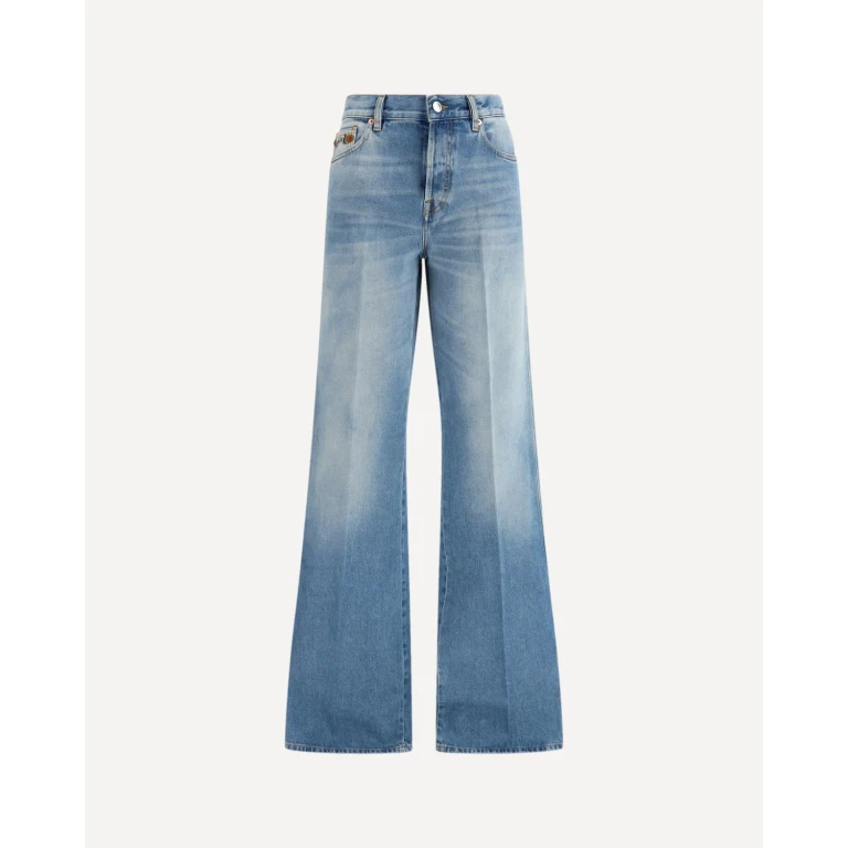 Jean évasé en denim de coton Gucci pour femme