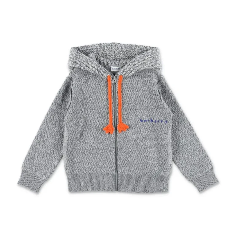 Burberry Kids Logo Embroidered Knitted Drawstring Hoodie