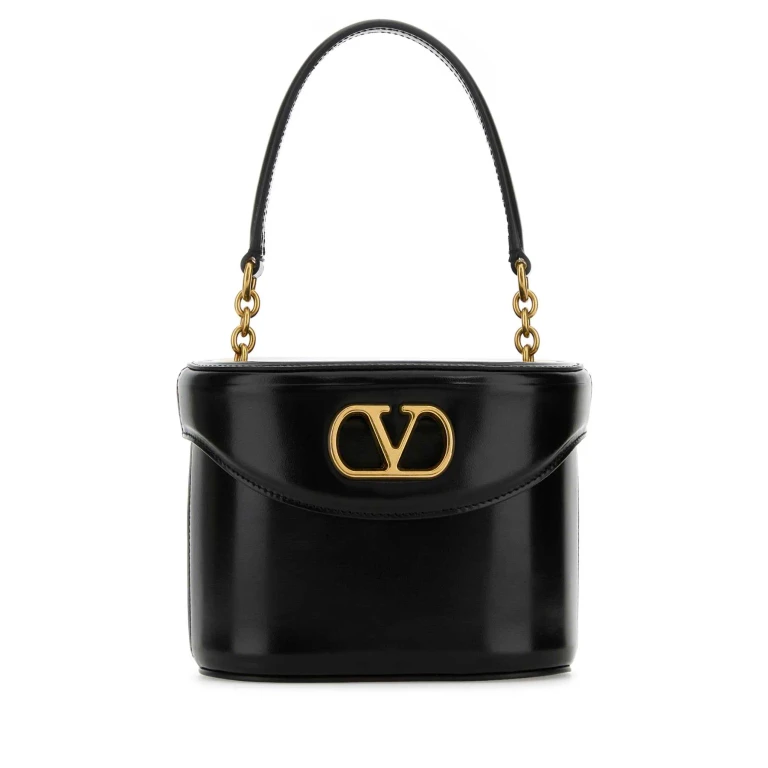 Valentino Garavani Black Leather Vlogo Signature Bucket Bag