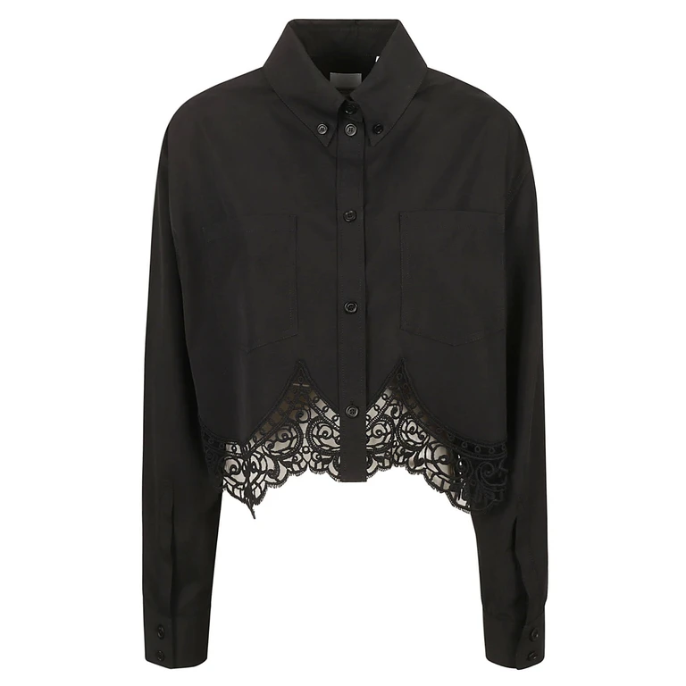 Burberry Lace Asymmetric Hem Crop Shirt