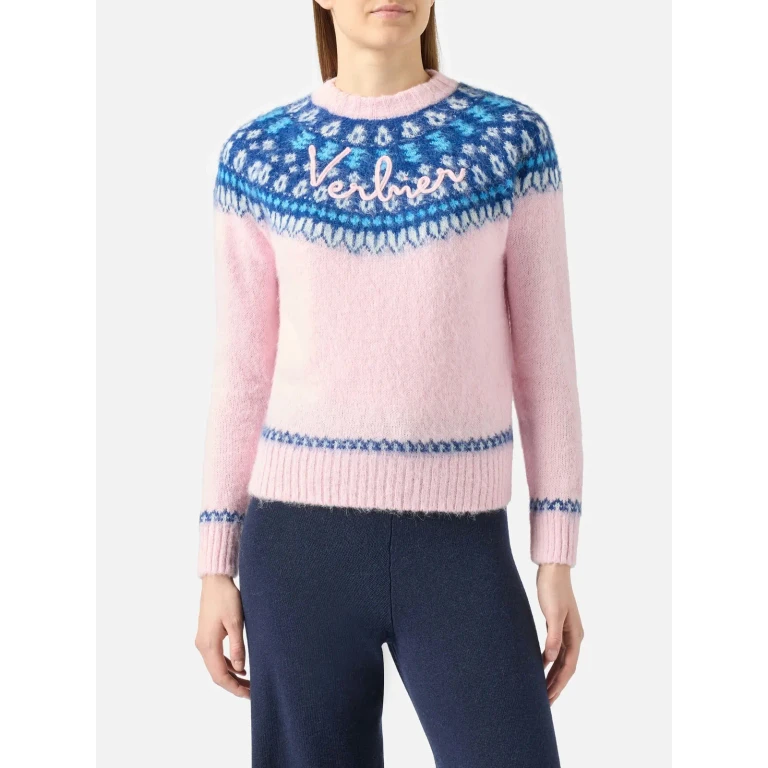 MC2 Saint Barth Pink New Queen Nordic Soft Sweater With Jacquard Pattern