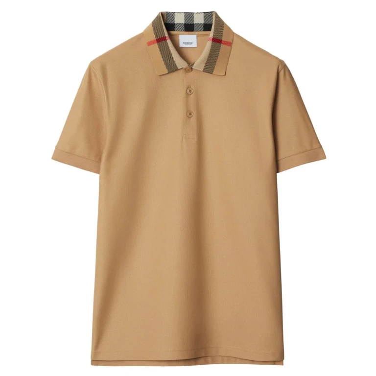 Burberry Check Collar Cotton Polo Shirt