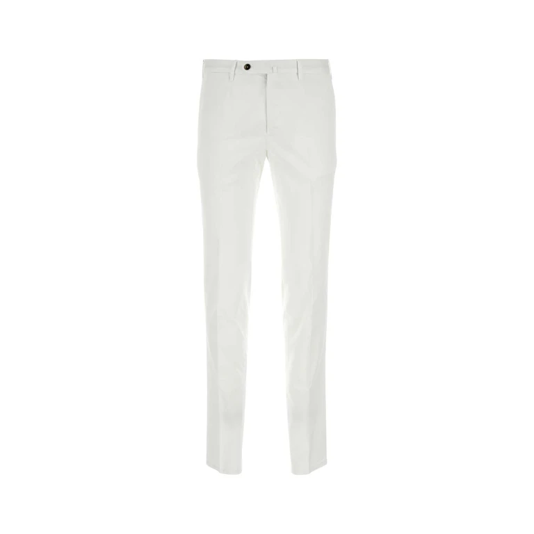 Pt Torino White Stretch Cotton Blend Silkochino Pant Bianco Pantaloni - Men