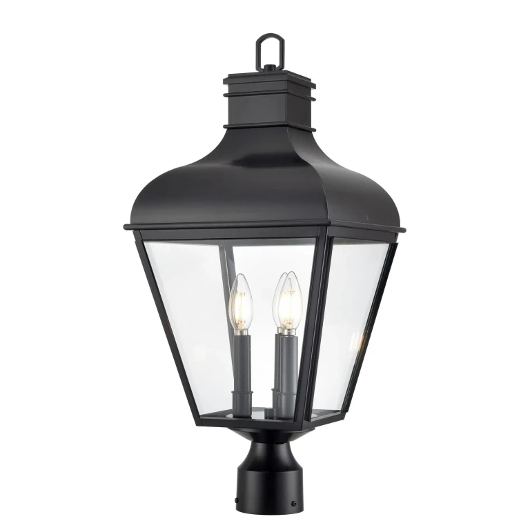 Matte Black Outdoor Post Lantern from the Edenton Collection