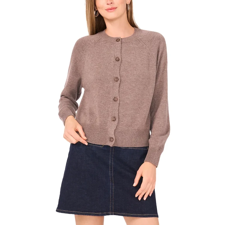 Vince Camuto Raglan Sleeve Crewneck Cardigan